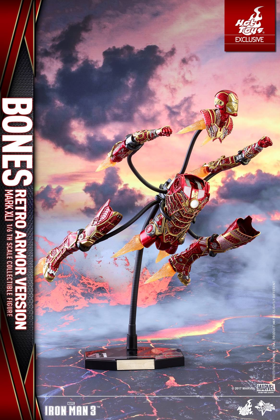 Iron Man Mark XLI - Bones   (Retro Armor Exclusive Version)  Sixth Scale Figure by Hot Toys Movie Masterpiece Series 